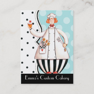 Chef Girl Cupcake Carte de visite - Cheveux rouge-