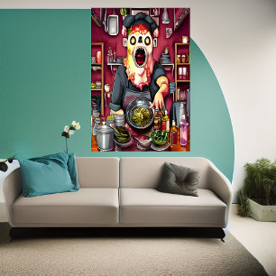 Chef monstre en cuisine   AI Art Poster