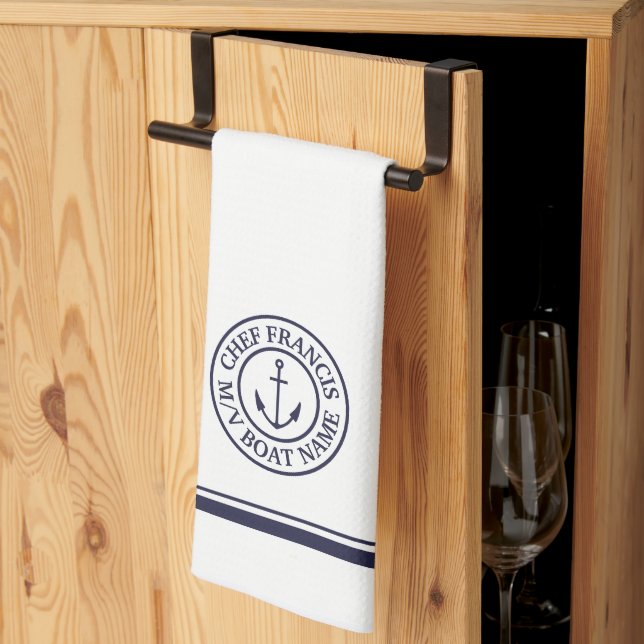 Chef nautique Ancre Logo Serviette de cuisine (Pliage en tiers)