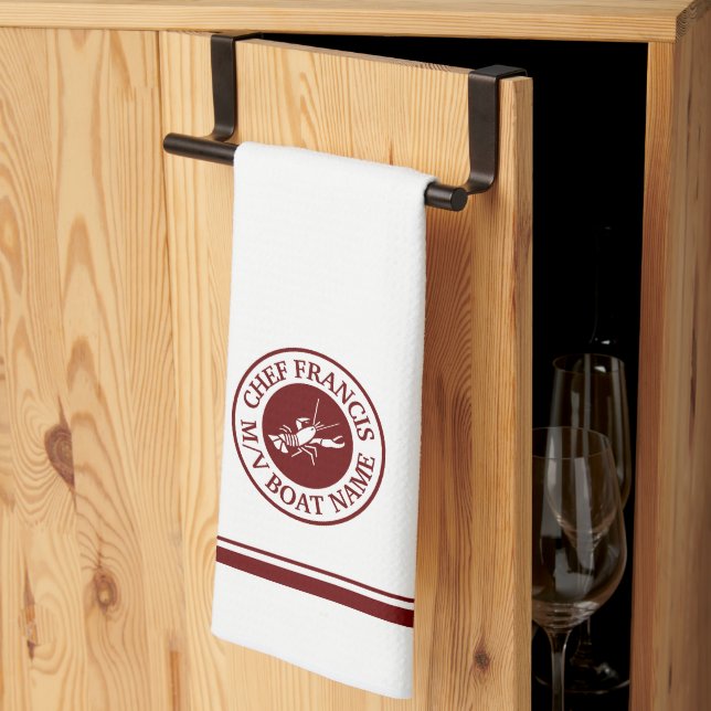 Chef nautique Homard Logo Cuisine Serviette (Pliage en tiers)