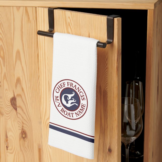 Chef nautique Mermaid Logo Serviette de cuisine (Pliage en tiers)