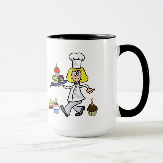 Chef pâtissier femme Nom Mug (Droite)