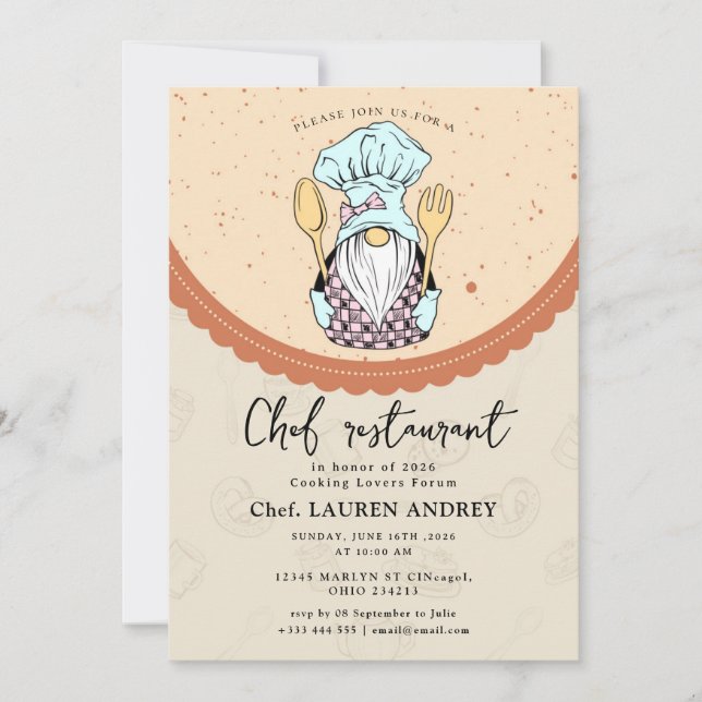 Chef Restaurant Celebration Invitation (Devant)