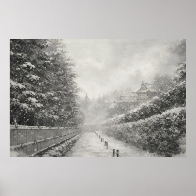 Chemin de bambou dans la neige – Yang | Art mural  (Devant)
