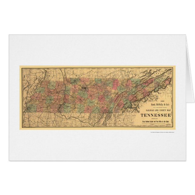 Chemin de fer du Tennessee et carte 1888 de bureau (Devant horizontal)