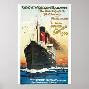 Chemin de fer Oceanliner Irlande Poster Vintage vo