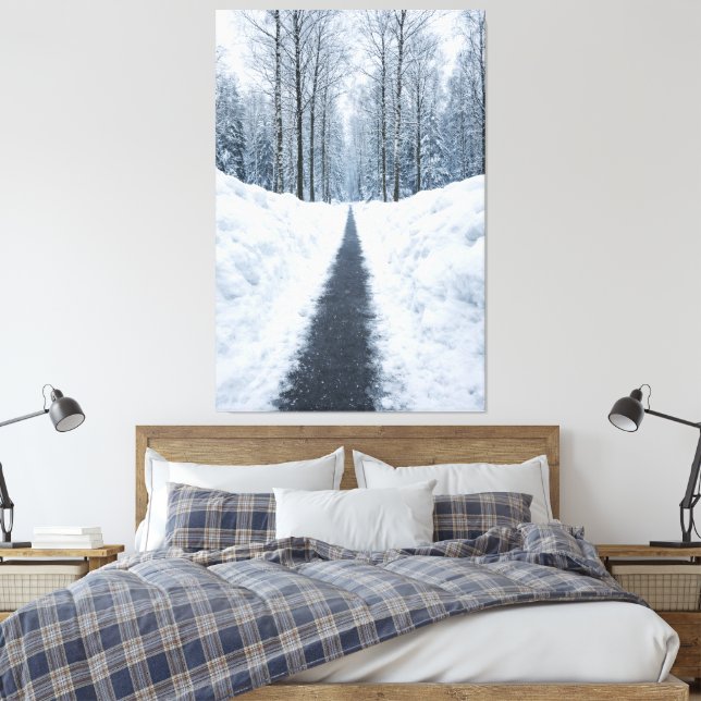 Chemin de forêt hivernale brumeuse sur toile (Insitu(Chambre))
