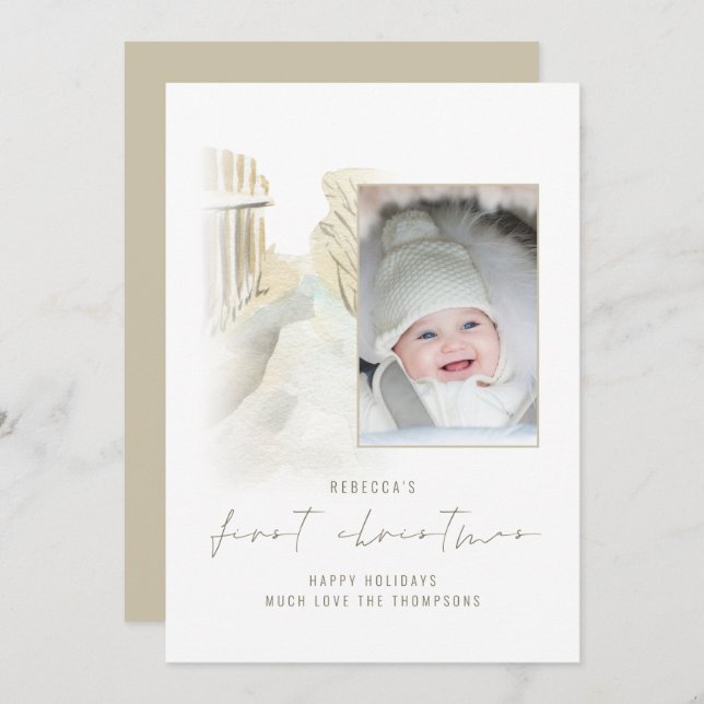 Chemin de neige d'hiver Photo bébé Noël (Devant / Derrière)