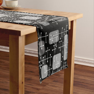 Chemin De Table Court 1950 Eames Era Art Crosshairs Black White