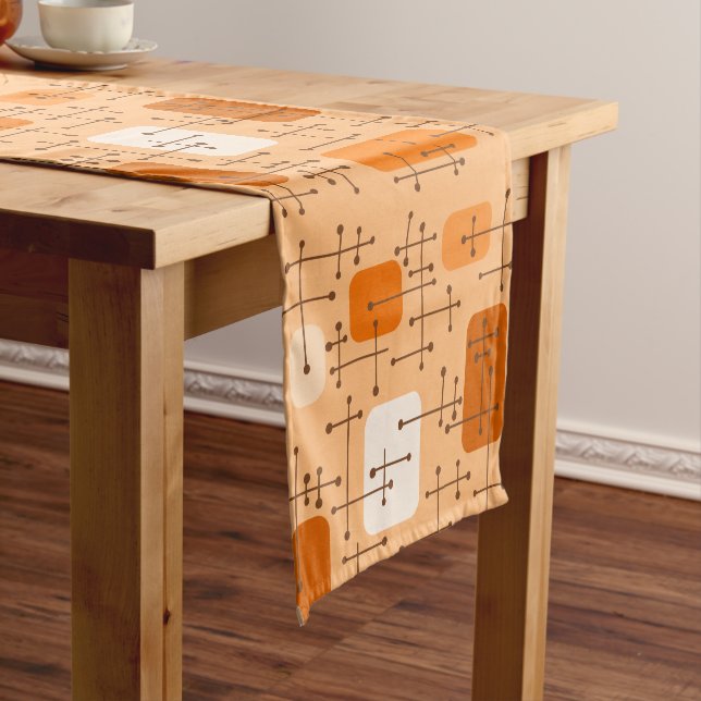Chemin De Table Court 1950 Eames Era Art Crosshairs Orange (In Situ)