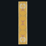 Chemin De Table Court 50e anniversaire du Mariage<br><div class="desc">Vous cherchez le bon coureur du 50e ou 1er anniversaire de mariage? Alors peut-être une belle couleur ocre dorée,  orné de coeur répétition,  et graphisme en pierres précieuses sera juste ce qu'il faut leur donner LES DEUX!</div>