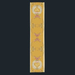 Chemin De Table Court 50e anniversaire du Mariage<br><div class="desc">Vous cherchez le bon coureur du 50e ou 1er anniversaire de mariage? Alors peut-être une belle couleur ocre dorée,  orné de coeur répétition,  et graphisme en pierres précieuses sera juste ce qu'il faut leur donner LES DEUX!</div>