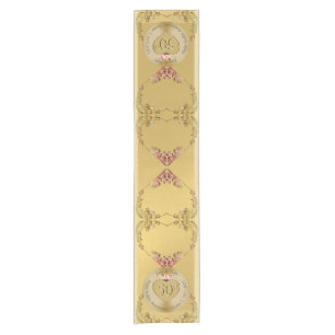 Chemin De Table Court 50e anniversaire du Mariage Golden Ochre