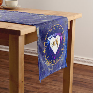 Chemin De Table Court 9e anniversaire du Mariage Lapis Lazuli Couleur