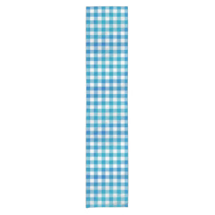 Chemin De Table Court à damiers Buffalo Plaid bleu et blanc