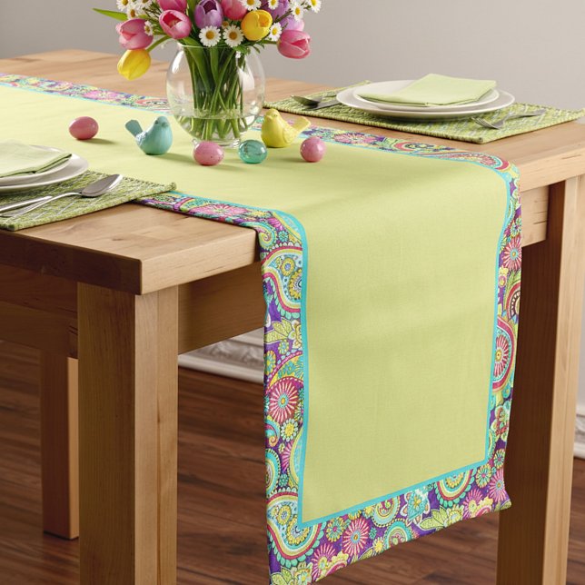 Chemin de table court à motifs cachemire de printe (Créateur téléchargé)