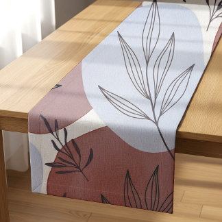 Chemin De Table Court Abstract Dusty Rose and Sage Green Botanical Patte