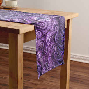 Chemin De Table Court Abstrait Lilac coloré et violet Motif spiral