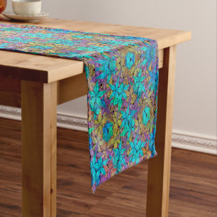 Chemin De Table Court Abstrait motif étoilé coloré