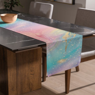Chemin De Table Court Abstrait Pastel Parties scintillant Motif sans cou