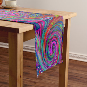 Chemin De Table Court Abstrait Rétro Groovy Magenta Foncé Tourbillon Arc