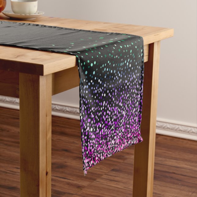 Chemin De Table Court Accent de Parties scintillant couleur noire (In Situ)