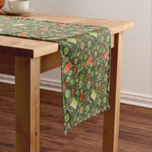 Chemin De Table Court Accueil Hobby Vente Artisanat Collage Motif Vert O