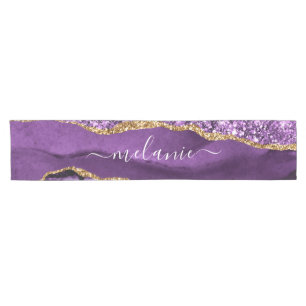 Chemin De Table Court Agate Purple Gold Parties scintillant Nom personna