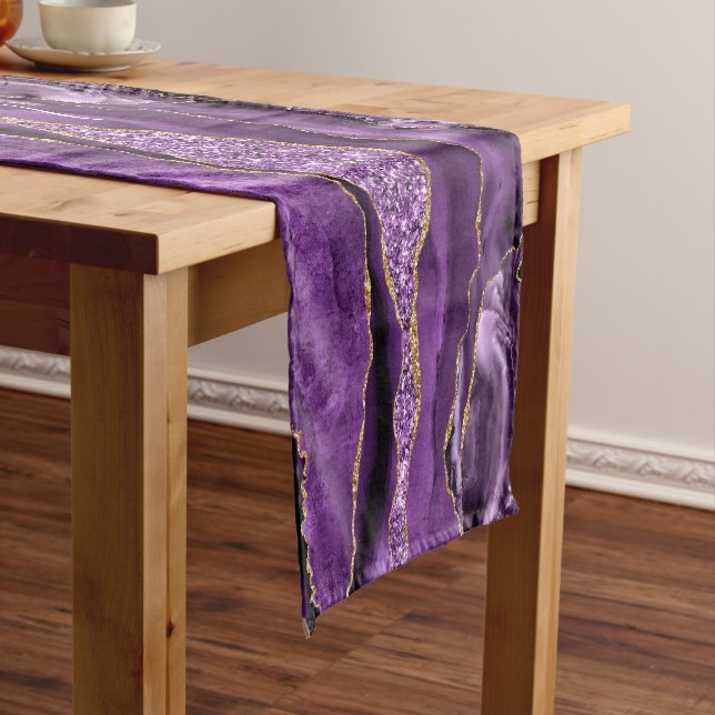 Chemin De Table Court Agate Purple Gold Parties scintillant Votre nom Ta (In Situ)