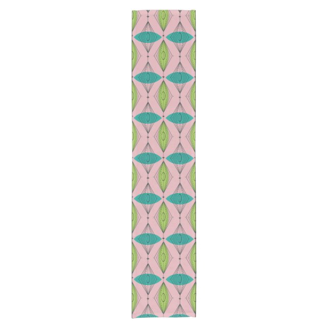 Chemin De Table Court Agent de table Atomic Pink Ogee et Starbursts (Devant)
