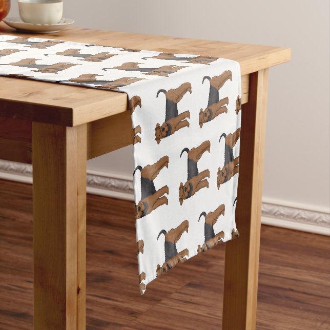 Chemin De Table Court Airedale terrier dog cartoon (In Situ)