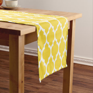 Chemin De Table Court Ananas jaune Marocain blanc #4LG Motif