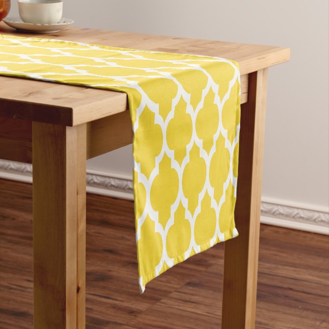 Chemin De Table Court Ananas jaune Marocain blanc #4LG Motif (In Situ)