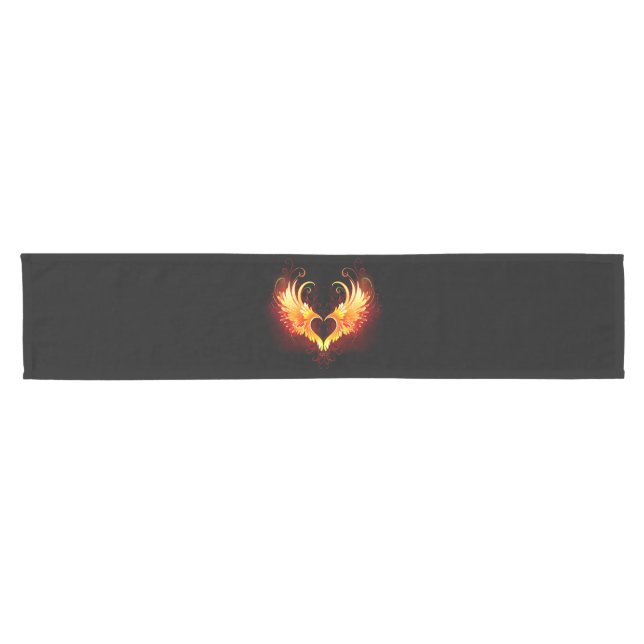 Chemin De Table Court Angel Fire Heart with Wings (Horizontal)