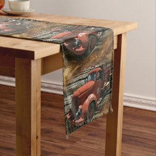 Chemin De Table Court Antique Fire Truck Vintage Fire