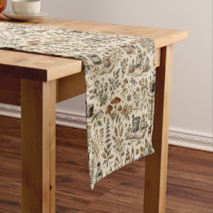 Chemin De Table Court Apothicaire Botanique Herbal Vintage 