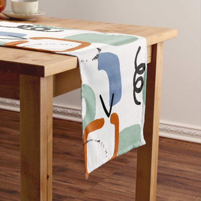 Chemin De Table Court Aquarelle abstraite (In Situ)