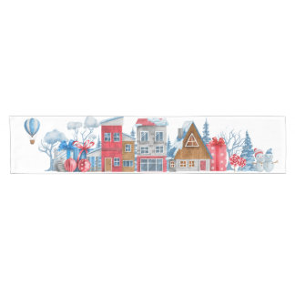 Chemin De Table Court Aquarelle Happyland Noël Illustration