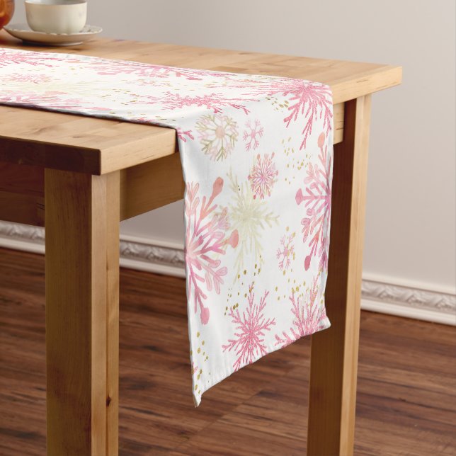 Chemin De Table Court Aquarelle Parties scintillant rose et or Flammes d (In Situ)