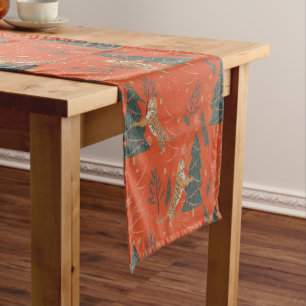 Chemin De Table Court Arbres de Noël et motif de tigres