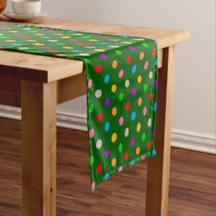Chemin De Table Court Arc-en-ciel Coloré Points noirs Vert