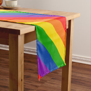 Chemin De Table Court Arc-en-ciel LGBTQ+ Pride drapeau, couleurs Gay pri