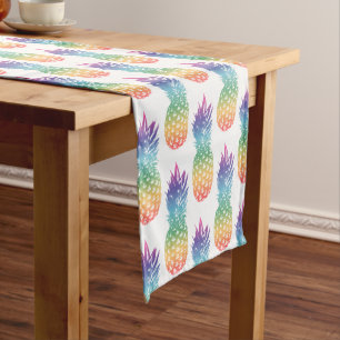 Chemin De Table Court Arc-en-ciel motif de fruits d'ananas tropicaux