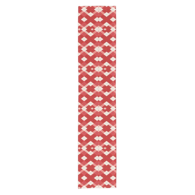 Chemin De Table Court Argyle, rouge blanc rose Saint-Valentin  (Devant)