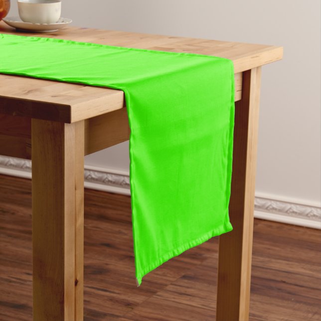 Chemin De Table Court Arlequin Neon Vert Couleur Solide (In Situ)