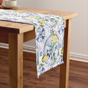 Chemin De Table Court Arrondi, orné, tuile espagnole, méditerranéenne, c