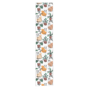 Chemin De Table Court Art de trait dessin chats et fleurs