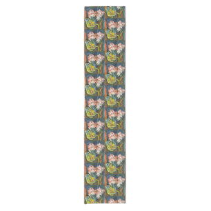 Chemin De Table Court Art floral expressionniste aux roses roses de Kirc