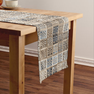 Chemin De Table Court Art neutre fait sur commande de tuile de mosaïque