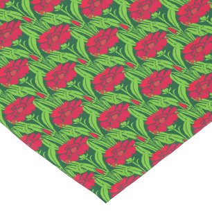 Chemin De Table Court Art Nouveau rouge oeillets damas floral